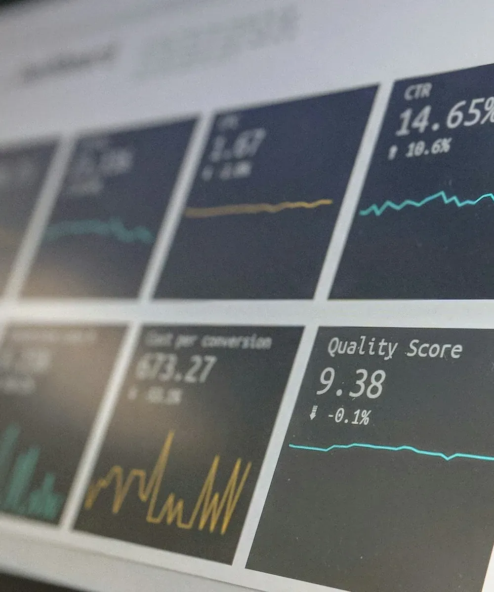 A metrics dashboard on screen.
