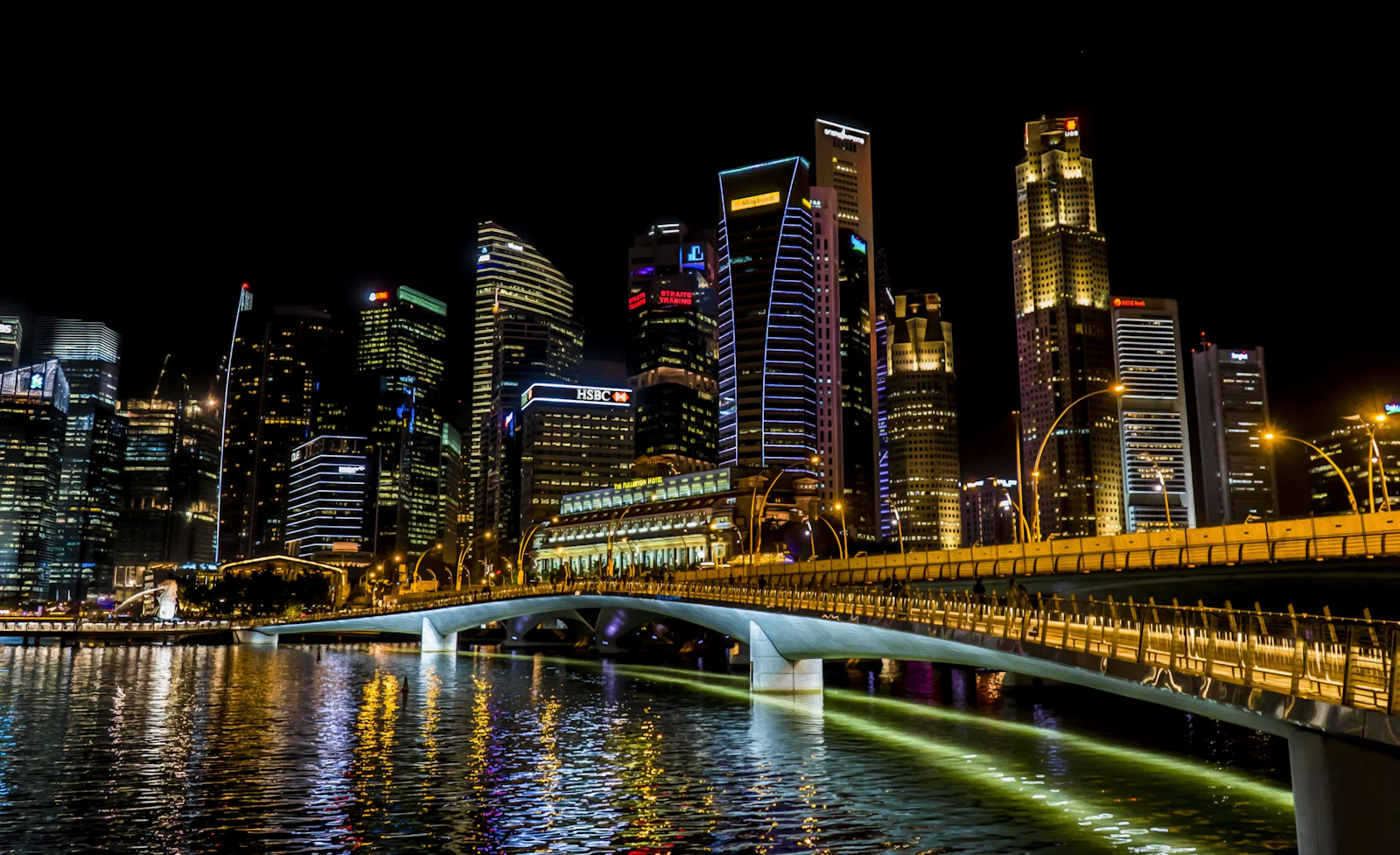 Night skyline of Singapore’s central business district